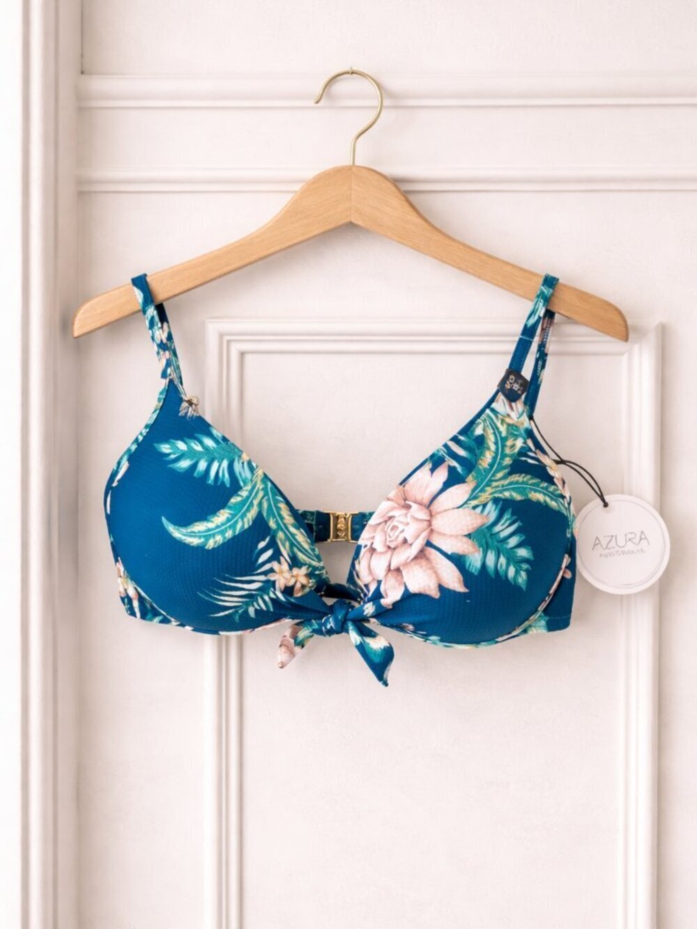 Azura Australia NWT Mexicali Moulded Tie Front Push Up Bra D Cup Arctic